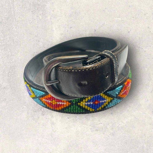 Gap Vintage Genuine Leather Multicolored Beaded Belt main image 13
